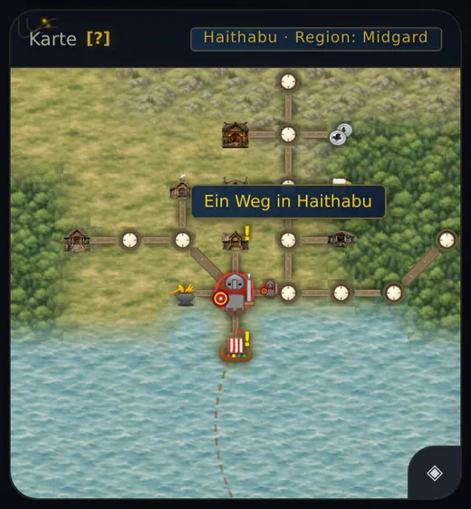Die Maus steht über einem Ort, darüber erscheint „Ein Weg in Haithabu“.